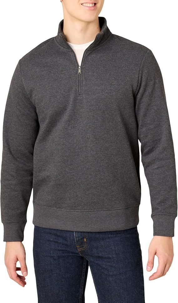 Immagine di Men'S Charcoal Grey Quarter-Zip Sweatshirt 6
